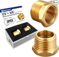 2PCS 1/2" NPT Male to 3/8" NPT Female Brass Hex Bushing Reducer Adapter | NPT by Usdrwam