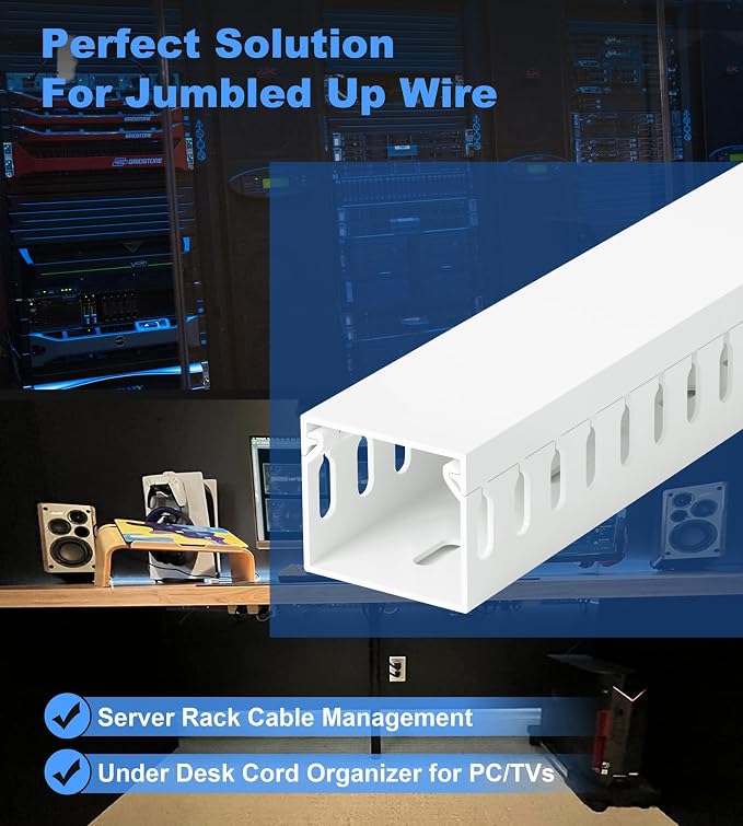1.4"H x 1.6"W Cable Raceway, 12ft Under Desk Wire Management Channel, 4 Pack - Image 5