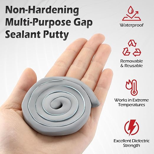 1 Pack Moldable Silicone Putty 1.5 ft x 0.32 in Grey | Non Hardening Multi - Image 3