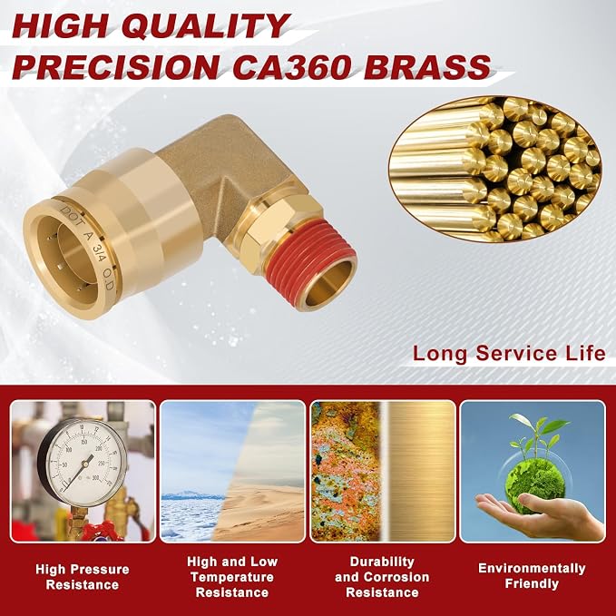 90° Swivel Male Elbow, 3/4" Tube x 3/8" NPT, DOT Approved 2PCS | - Image 2