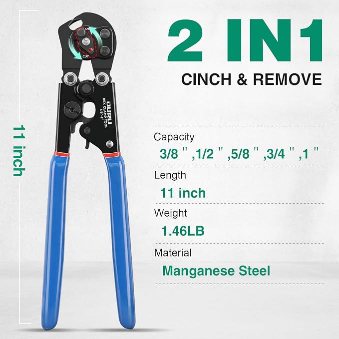 OURU PEX Crimping Tool Kit, Cinch & Remove, 3/8" to 1", Storage Box | 2 IN 1 - Image 2