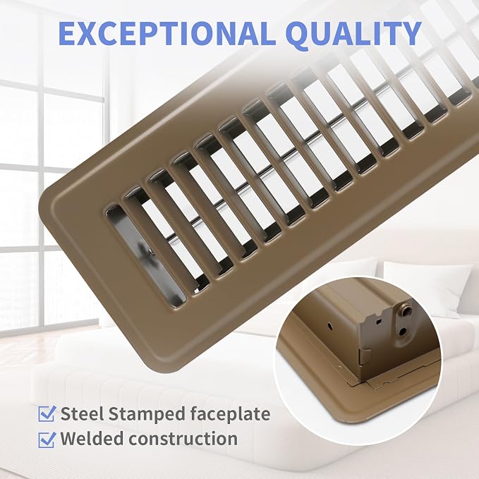 Howeall 2 Pack Floor Register 2" x 12" Inch Heavy Duty Floor Vents, Metal Heat - Image 2