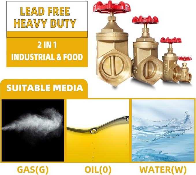 1-1/2" NPT Gate Valve, Heavy Duty Brass Female x Female Thread, DN40 | Manual - Image 3