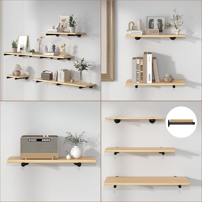 Industrial Pipe Shelf Brackets for 10 Inches Board, Heavy Duty Wall Mounted - Image 2