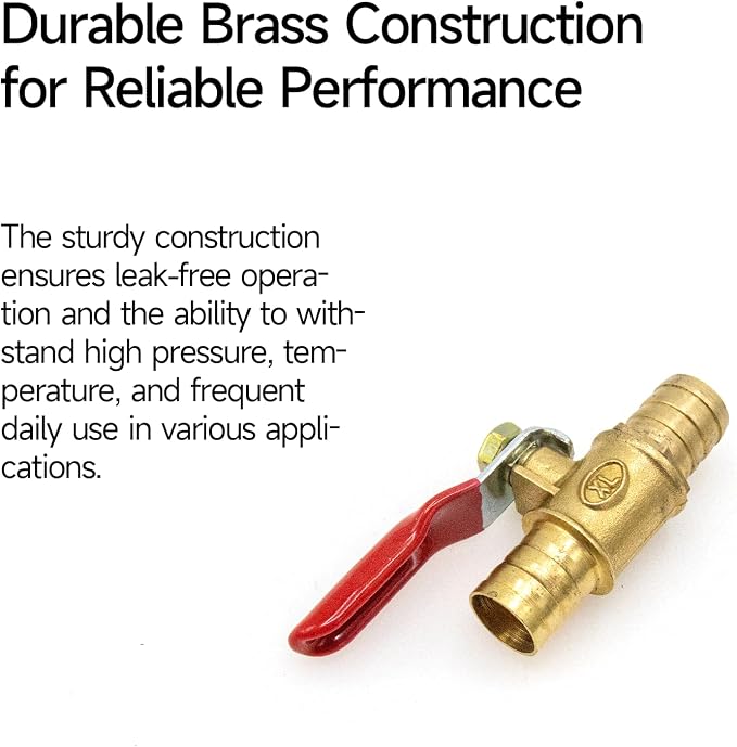 4-Pack 1/2 Inch Brass Ball Valve, 12mm Hose Barb - Image 3