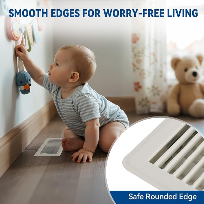 6" x 12" Floor Register Vent Covers 2-Pack, Cream White - Image 4