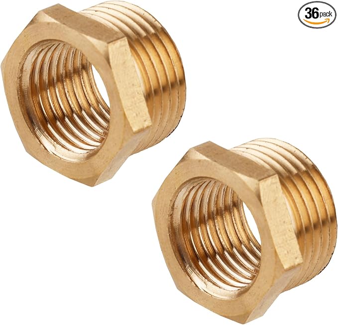36pcs Brass Reducer Hex Bushing, 1/4 Inch to 1/8 Inch NPT Female Adapter | by lasuroa