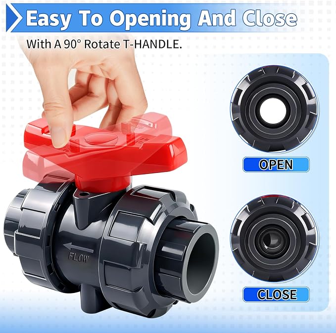 PVC Union Ball Valve, Slip Socket, Full Port - Image 6