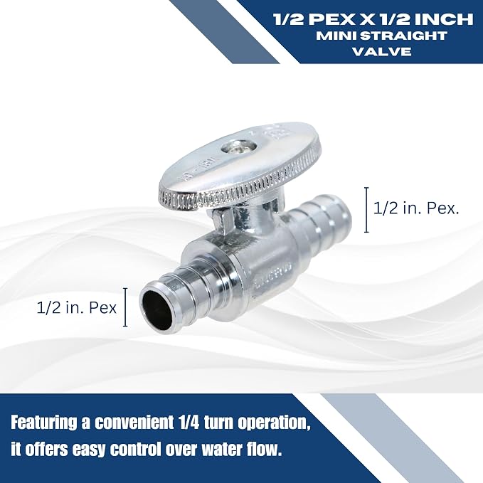 5 Pack XFITTING 1/2" Pex Mini Straight Ball Valve, Barb Crimp, Full Port - Image 5