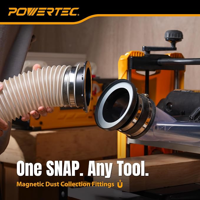POWERTEC 4” Magnetic Connector, Magnetic Dust Collection Fitting w/ 8 Rare - Image 4