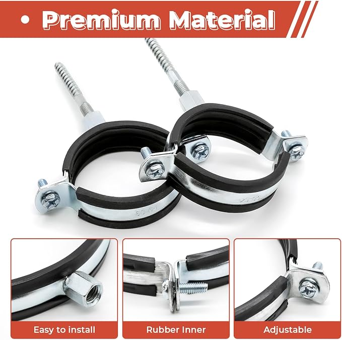 2 Pcs 6.3-6.5 Inch Split Ring Pipe Hanger, 159-166mm Heavy Duty Adjustable Pipe - Image 3