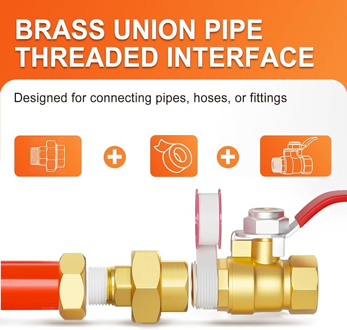 GASHER 5PCS 1/4" NPT Brass Union Pipe Fitting | 1/4 Inch Female x 1/4 Inch Male - Image 8