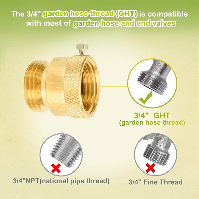 6-Pack Hose Bib Vacuum Breaker, 3/4 Inch GHT Backflow Preventer | Solid Brass - Image 2