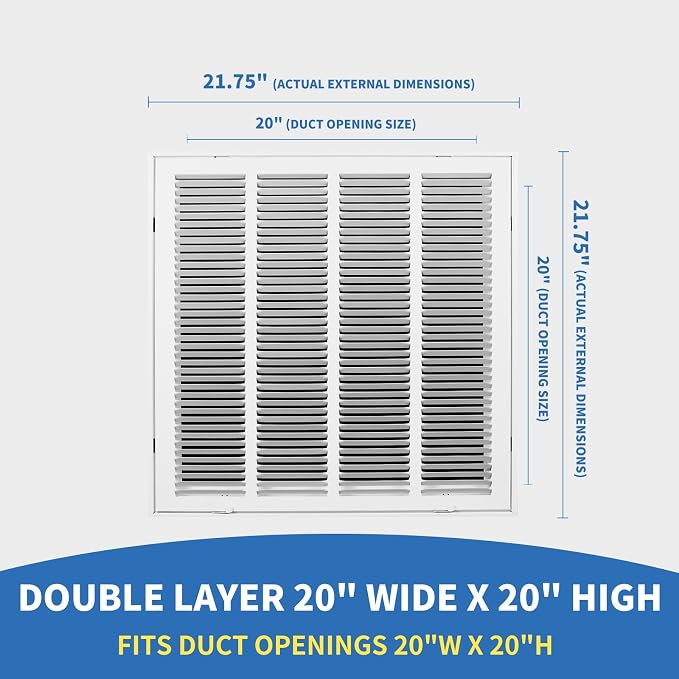 20x20 Return Air Grille, Return Air Vent Cover - Image 2