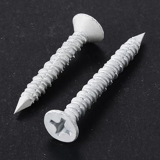 WenSilon 1/4" x6 White Concrete Screw Anchor White Flat Head - Image 3
