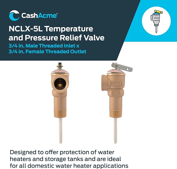 Cash Acme 3/4 Inch NCLX-5L Temperature and Pressure Relief Valve, Push to - Image 2