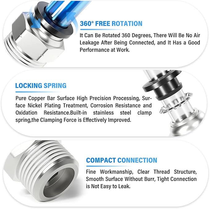 TAILONZ PNEUMATIC Male Straight 1/2 Inch Tube OD x 1/2 Inch NPT Thread Push to - Image 3