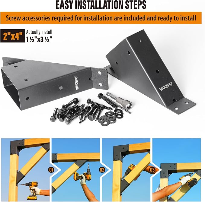 4pack 2x4 Degree Angle Support Brackets, - Image 5