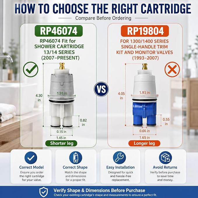 2 Pcs RP46074 Delta Shower Cartridge Compatible - Image 7
