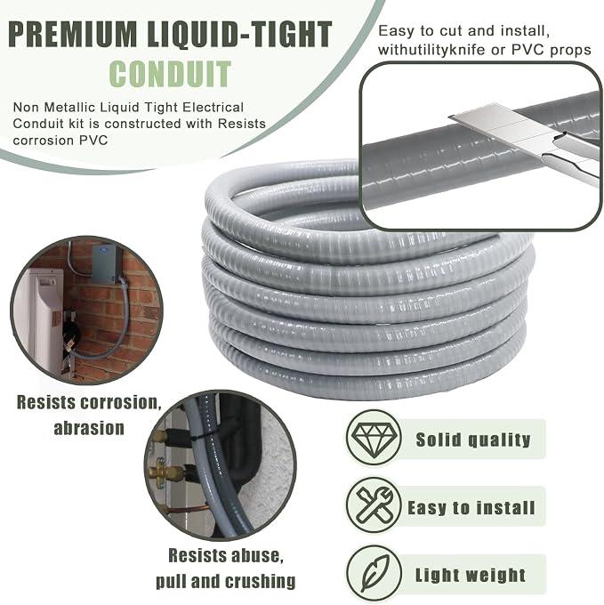 1 Inch 100 FT Non Metallic Liquid-Tight Conduit and Connector Kit - Image 3