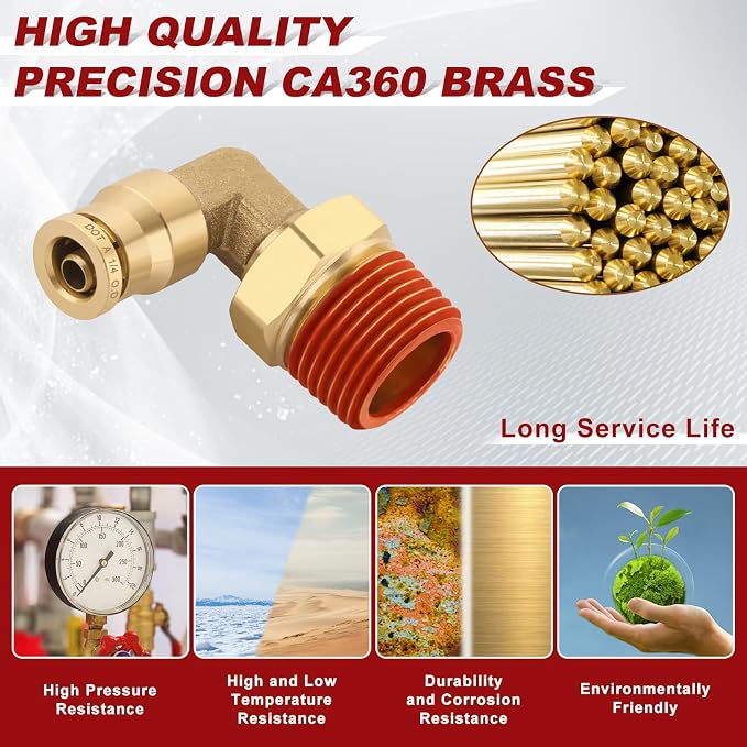 90° Swivel Male Elbow, 1/4" Tube x 3/8" NPT, DOT Approved 5PCS | - Image 2