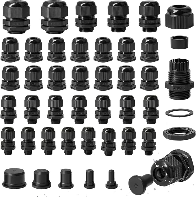 Cable Gland Kits, Strain Relief IP68 Waterproof Nylon Cord Connector by SHAOHUA