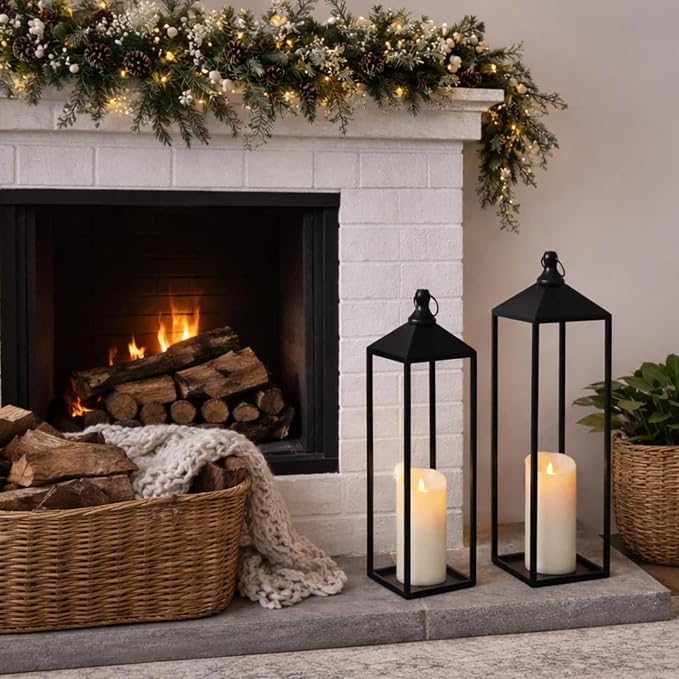 22'' 19'' Large Lanterns Decorative Outdoor Indoor, Modern Farmhouse No Glass - Image 7