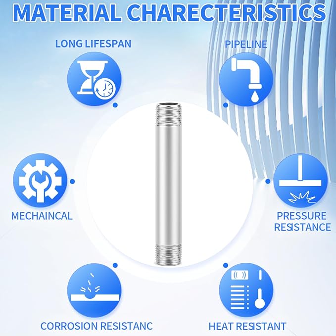 ChillWaves 304 Stainless Steel Pipe Fitting, Nipple Cast Pipe 1-1/4" NPT Male x - Image 5