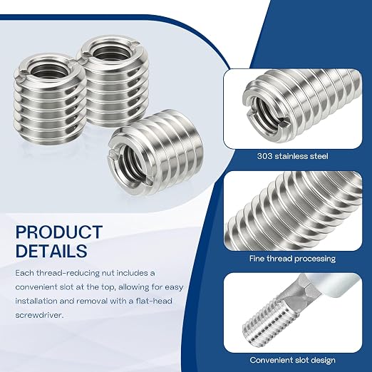 10Pcs Thread Adapter Sleeve Reducing Nut, M6 M to M3 F, 10mm Length | M6 x 1 - Image 4