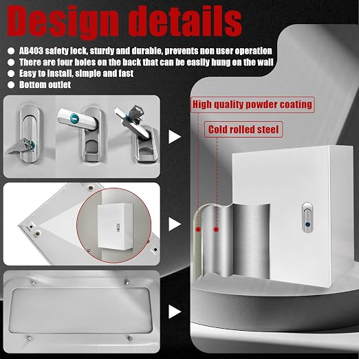 Electrical Box 20 x 16 x 10 Inch Indoor Outdoor Electrical Enclosure Box Steel - Image 4