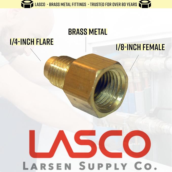 LASCO 17-4609 1/4-Inch Flare by 1/8-Inch Female Pipe Thread Brass Adapter - Image 2