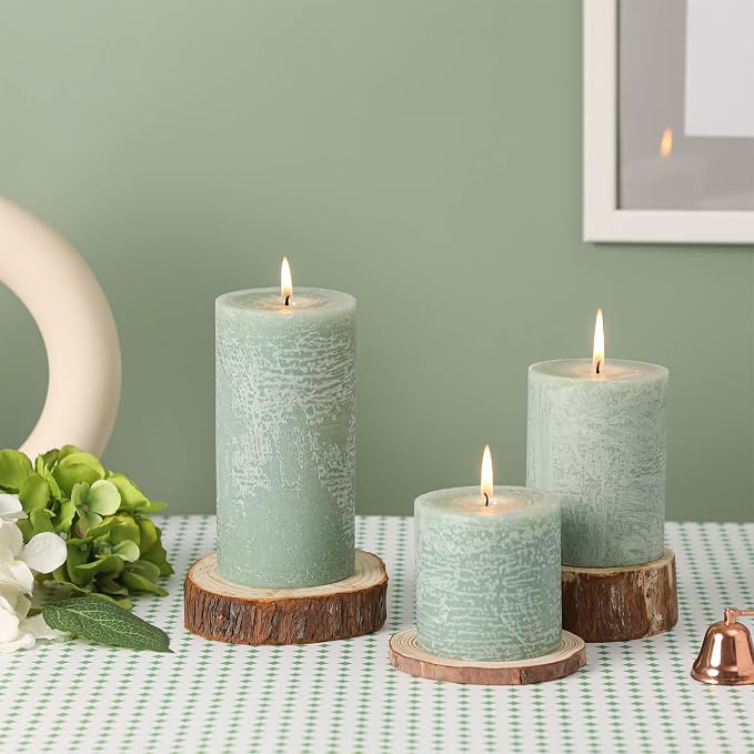 3x3 Inch Sage Green Pillar Candles - Image 2