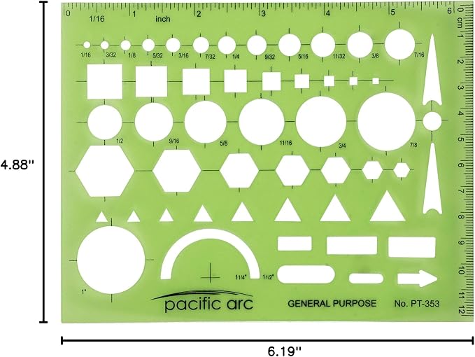 Pacific Arc - General Purpose Template - Drawing Aid Stencil - Image 3
