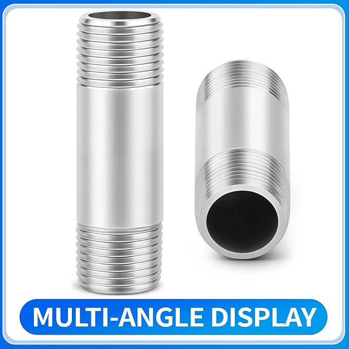 ChillWaves 304 Stainless Steel Pipe Fitting, Nipple Cast Pipe 1-1/2" NPT Male x - Image 3