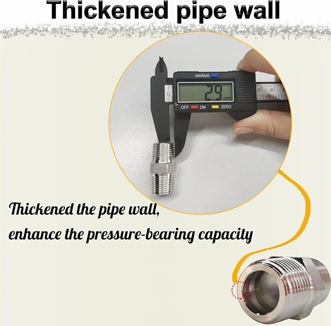 3/8" x 3/8" NPT Male Hex Nipple Pipe Fittings, Heavy Duty 304 Stainless Steel - Image 6