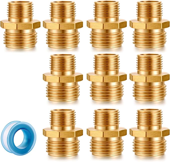 Garden Hose Connector Adapter, 3/4" GHT male and 1/2" NPT male Connectors by SIGURANTA