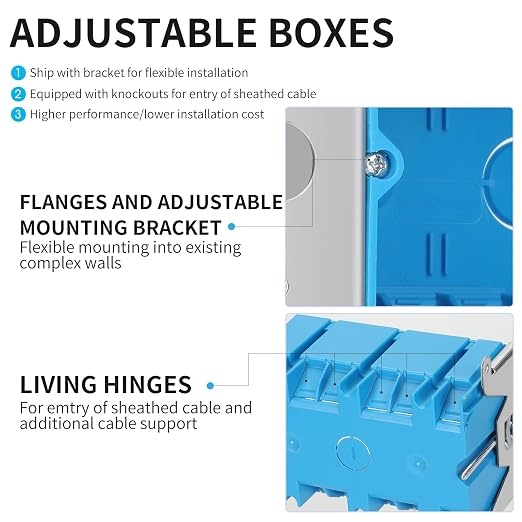 3 Gang Adjustable PVC Electrical Box, 49 cu. in., 6 Pack | Adjustable - Image 5