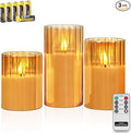 Rhytsing Gold Ribbed Glass Battery Operated LED Candles by Rhytsing
