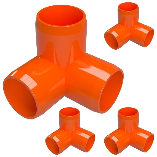1" 3-Way Elbow Furniture Grade PVC Fitting in Orange, Made in USA, UV-Resistant by FORMUFIT