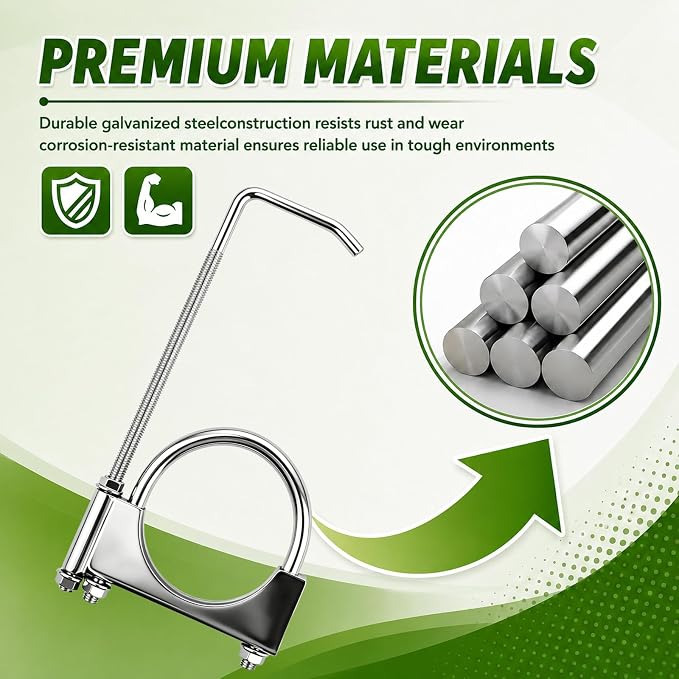 4 Inch Exhaust Hangers, Heavy Duty Adjustable 4 Exhaust Clamp - Image 4