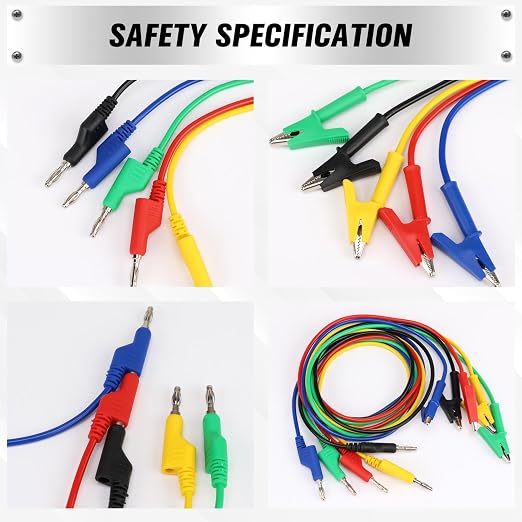 SWANLAKE 5-Piece Banana Plug to Alligator Clip Test Leads, 1000V 15A 3.5ft/1M - Image 6