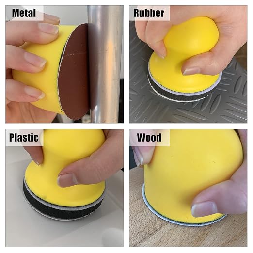 SPEEDWOX 4 Pack 3" Round Hand Sanding Blocks Hook and Loop Sanding Pad Includes - Image 5