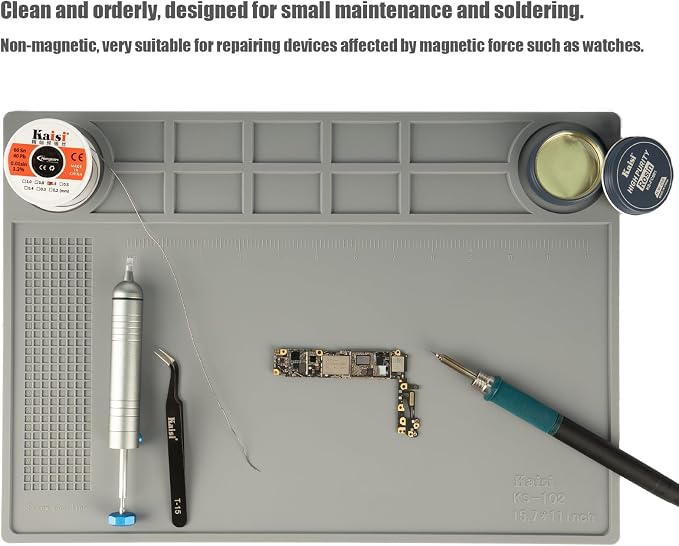 Kaisi KS-102 Repair Work Mat, Heat Resistant 932°F Silicone Soldering Mat - Image 6