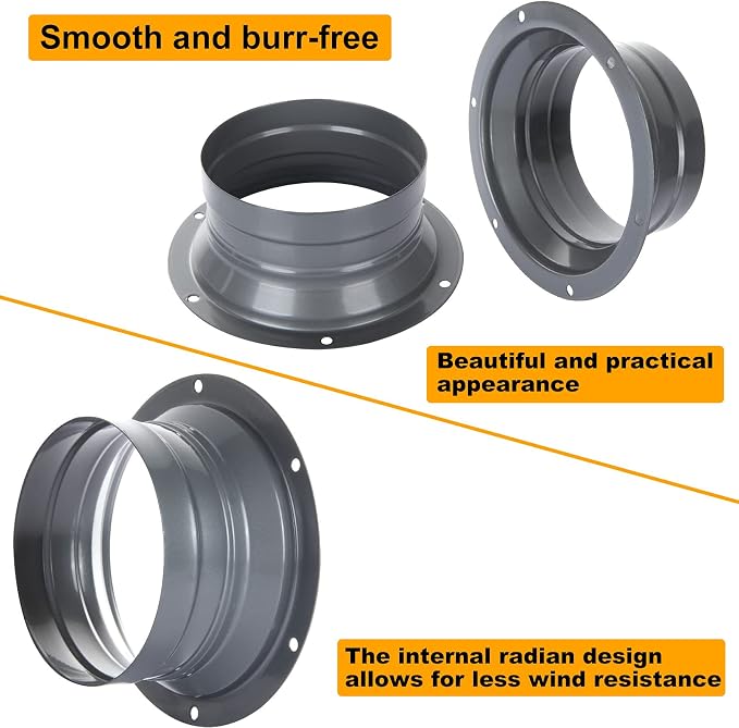 4 PCS 4 Inch Duct Connector Flange Inlet Fitting Metal Straight Pipe Flange - Image 4
