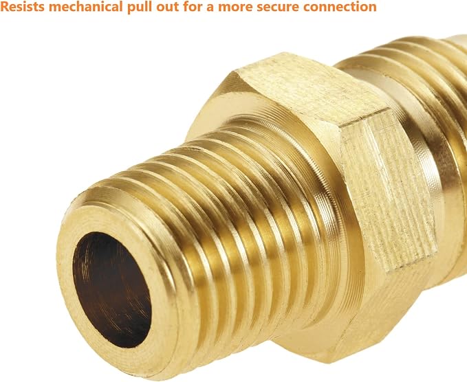 2pcs Brass Tube Fitting, Half-Union Connector 3/8" Flare x 1/4" NPT Male Pipe - Image 5