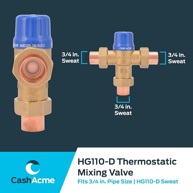 Cash Acme 3/4 Inch HG110-D Sweat Thermostatic Mixing Valve - Image 6