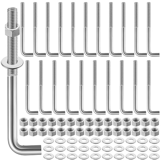 Blulu 30 Sets 5/8" X 8" Anchor Bolt L-Bolts Threaded Concrete Anchor Hot Dipped by Blulu