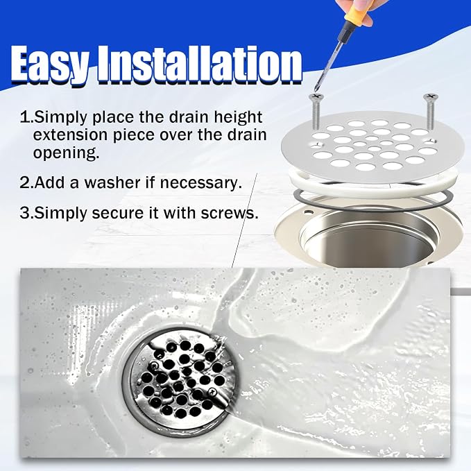 Shower Drain Height Extension Kit Fits 4-3/8" Drain Strainers | Can be Used in - Image 6