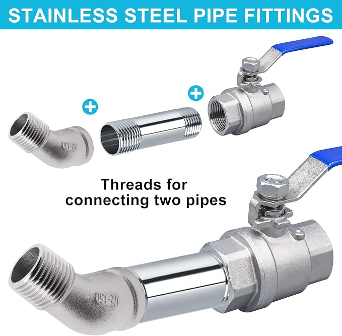 2PCS 45 Degree Elbow Fittings, 1/2" NPT Male Pipe to 1/2" NPT Female 304 - Image 7