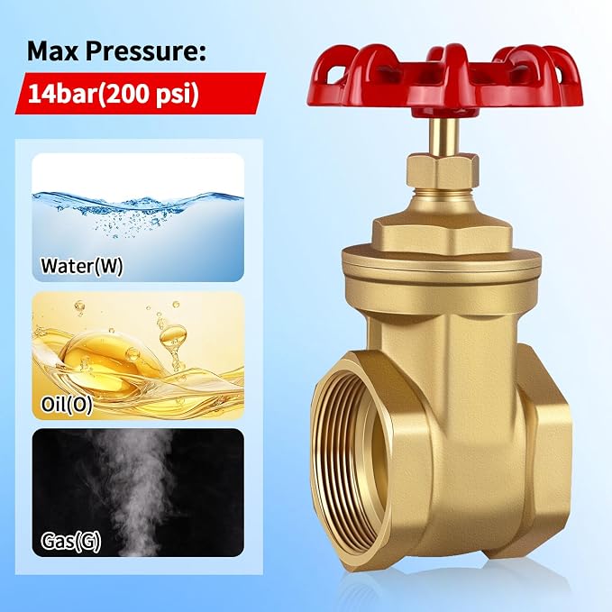 3/4’’NPT Brass Gate Valve, 200 WOG Manual Rotary Sluice Valve - Image 5